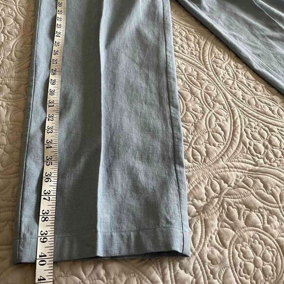 SUSAN BRISTOL Linen grey-blue pants with high waist size 12 - Picture 13 of 14